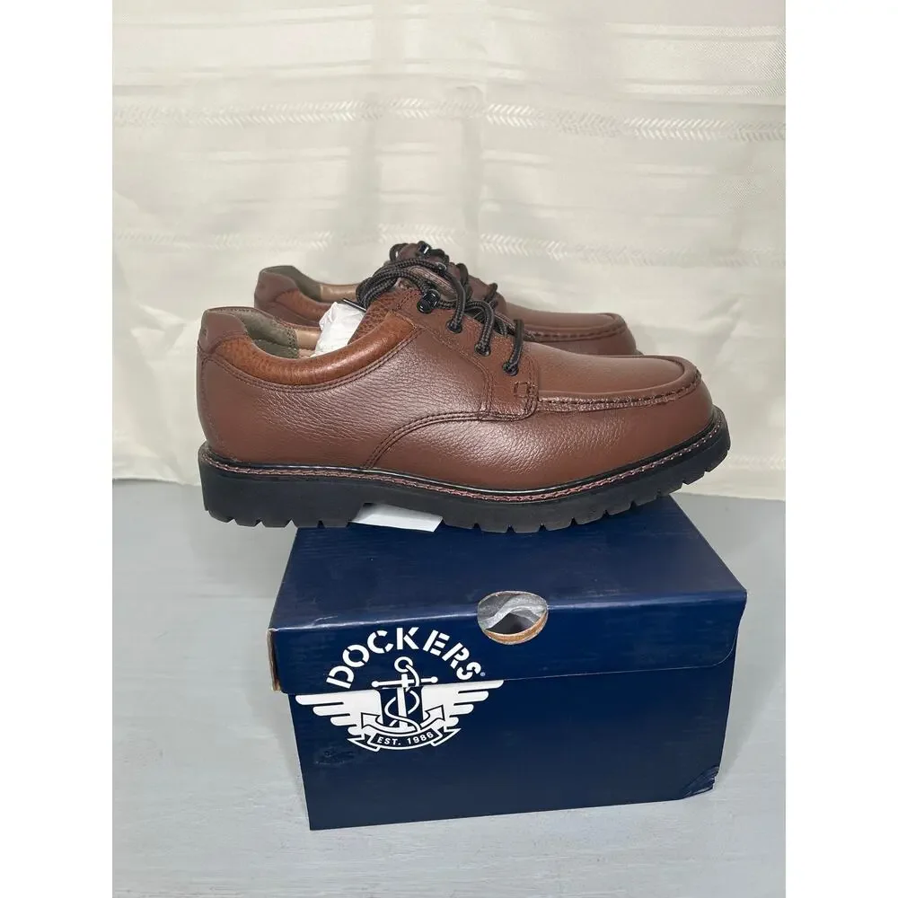 Dockers Glacier Men's Casual Leather Oxford Shoes Dark Tan Size 9.5 W Wide